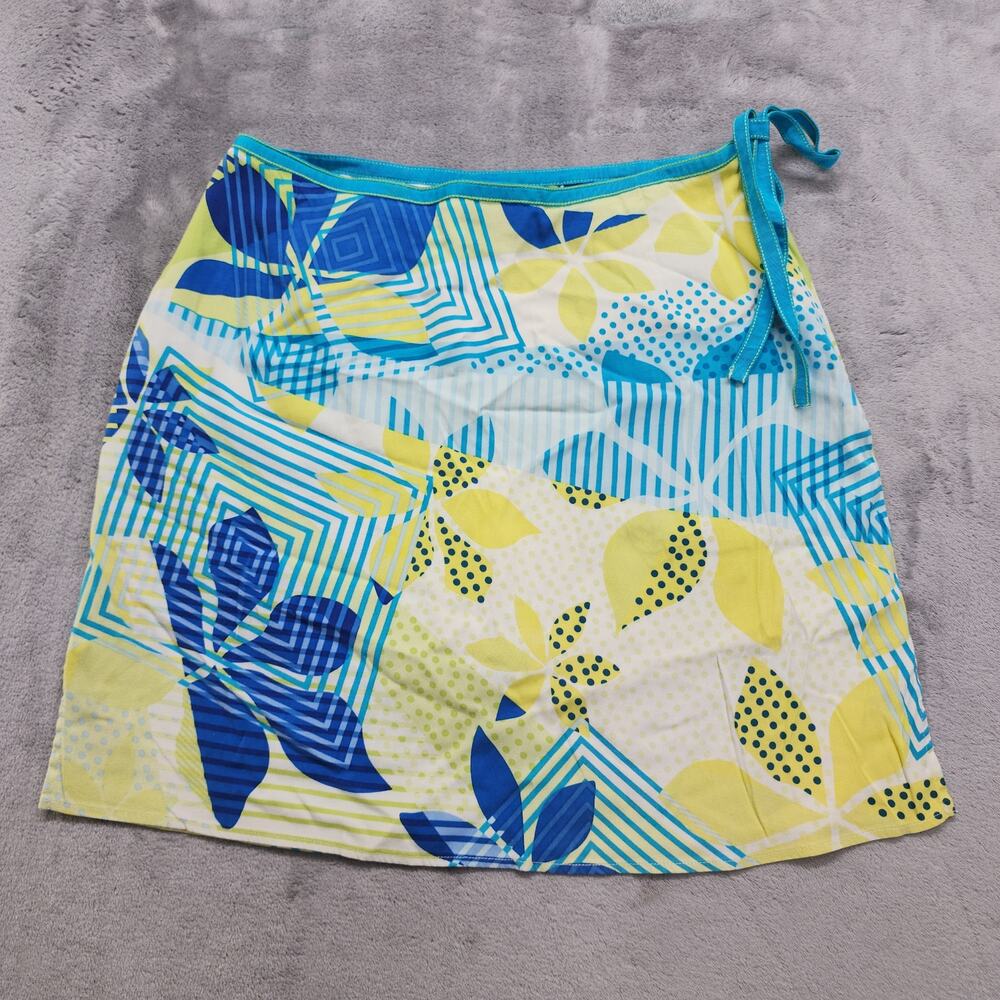 Tommy Bahama Skort Womens 18 Blue Yellow floral Side Zip Tie Skirt Shorts Preppy